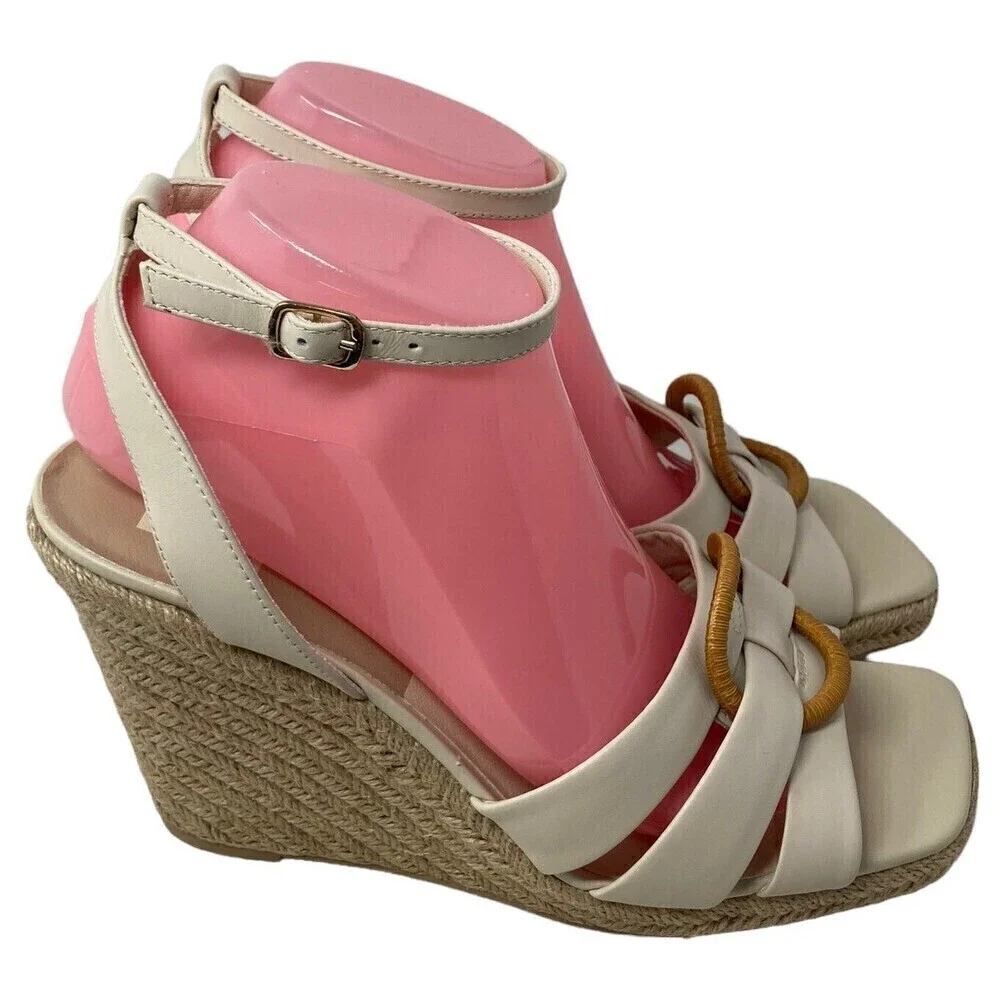 Dolce Vita Maze Women's Size 10 Ivory Leather Open Toe High Wedge Heel Sandals